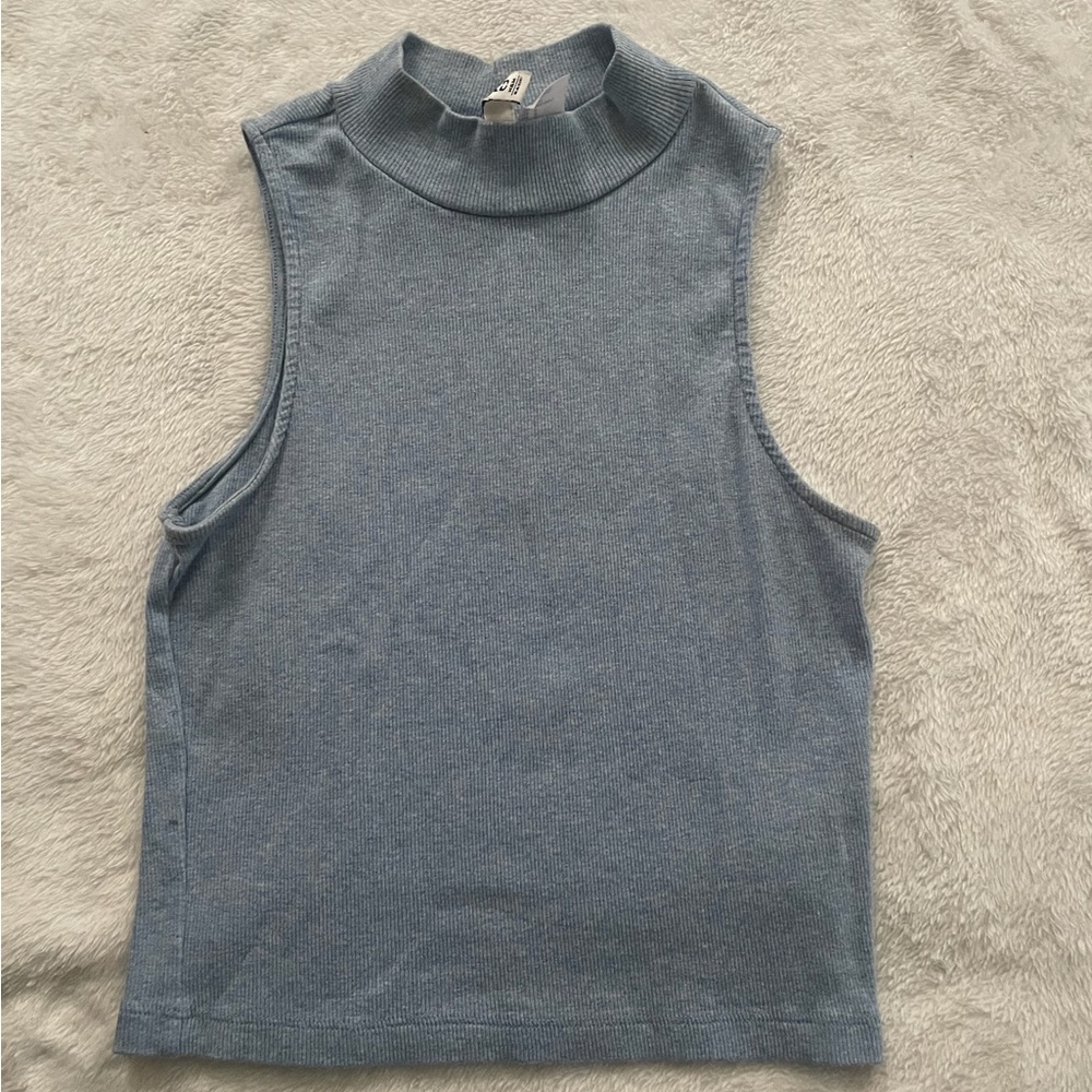 H&M Steel Blue Mock Neck Tank Top